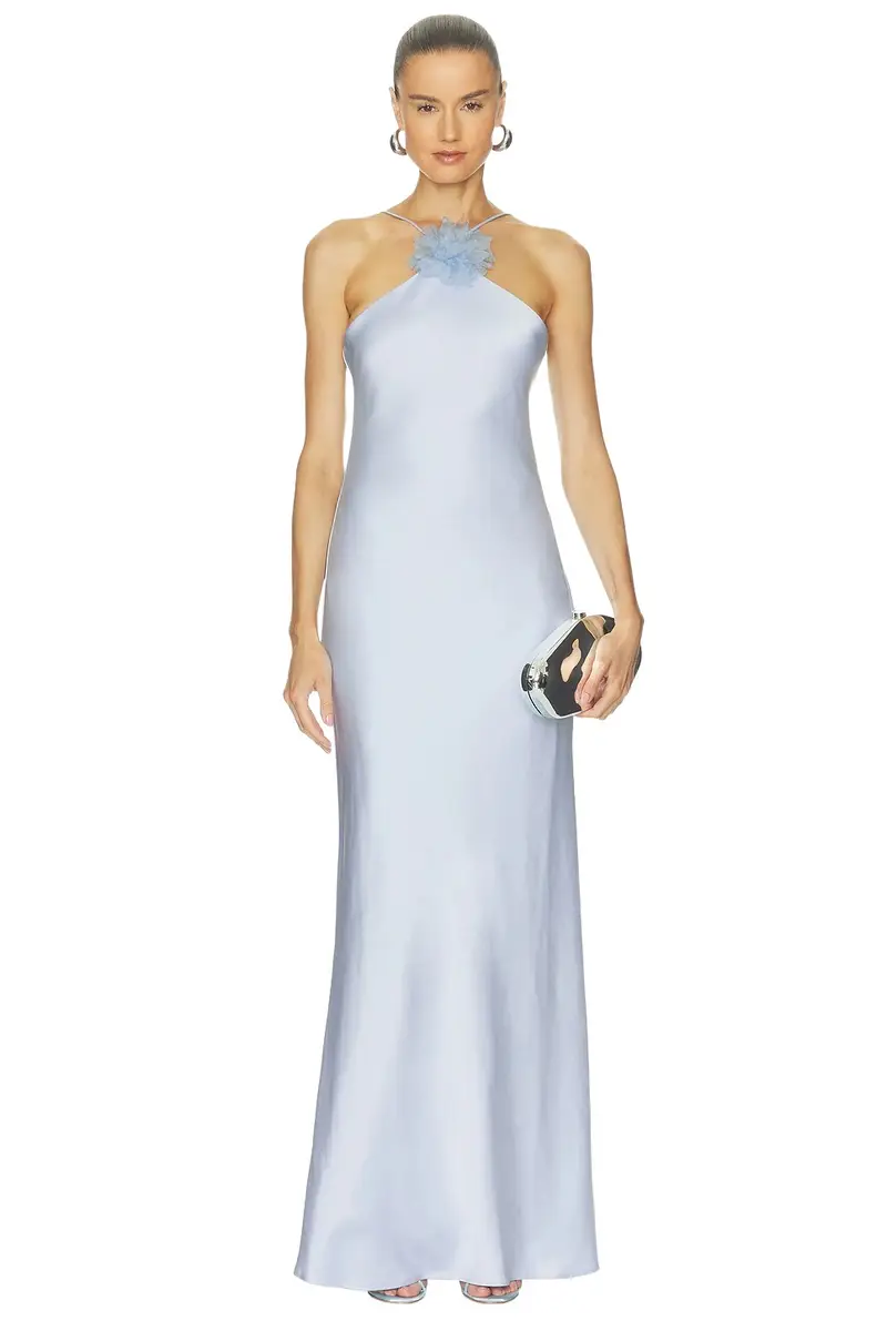 Halter Slip Gown With Flower Halter Slip Gown With Flower