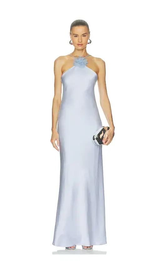 ALEJANDRA ALONSO ROJAS Halter Slip Gown With Flower | Image 1 ALEJANDRA ALONSO ROJAS Halter Slip Gown With Flower | Image 1