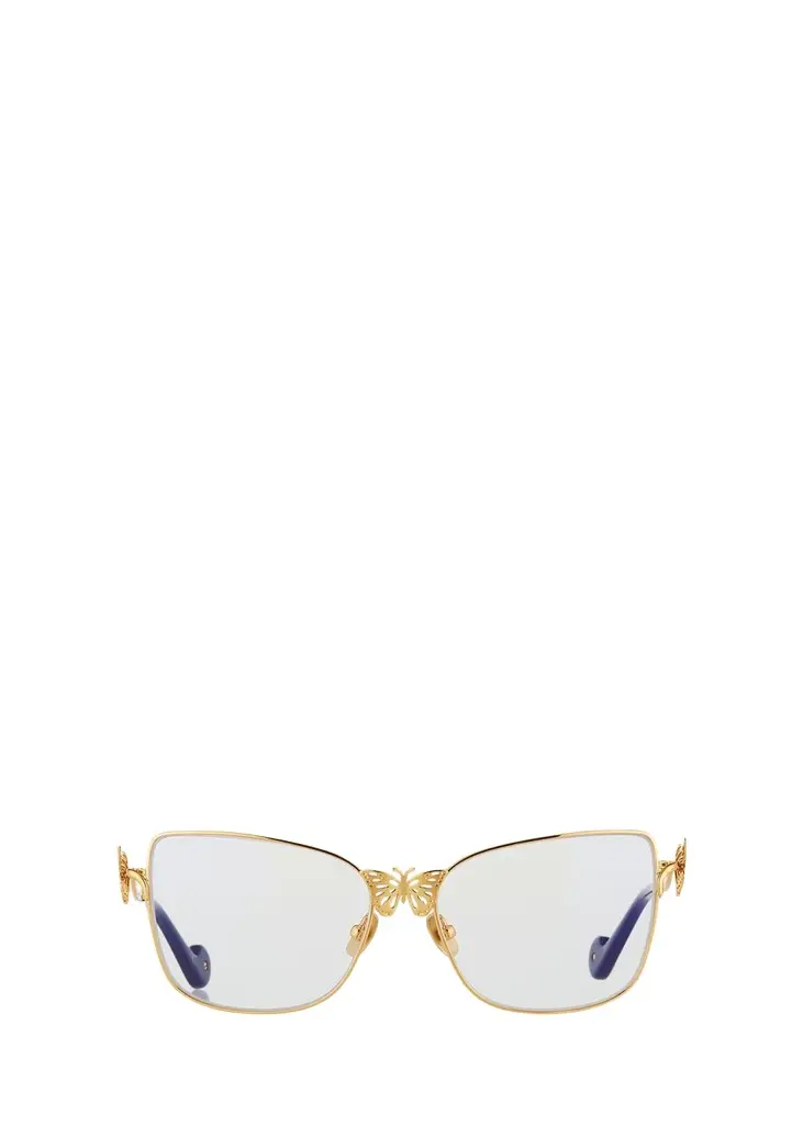 Anna-Karin Karlsson Le Papillon Cat-Eye Optical Frames w/ 3D Butterfly Detail, Gold | Image 1 Anna-Karin Karlsson Le Papillon Cat-Eye Optical Frames w/ 3D Butterfly Detail, Gold | Image 1