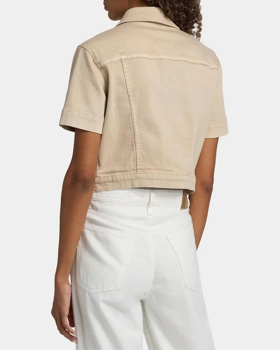 L'Agence Kirstie Cropped Short-Sleeve Denim Jacket | Thumbnail 3