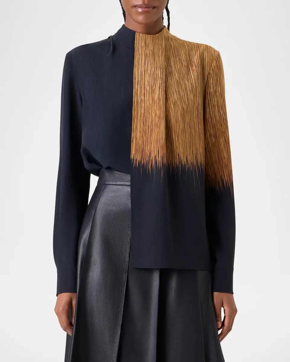 Akris Oro Lienzo Silk Crepe Blouse | Thumbnail 5 Akris Oro Lienzo Silk Crepe Blouse | Thumbnail 5