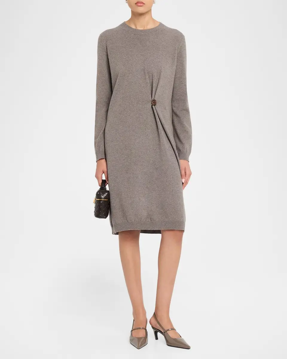 Fabiana Filippi Brooch-Embellished Knit Sweater Dress | Thumbnail 2