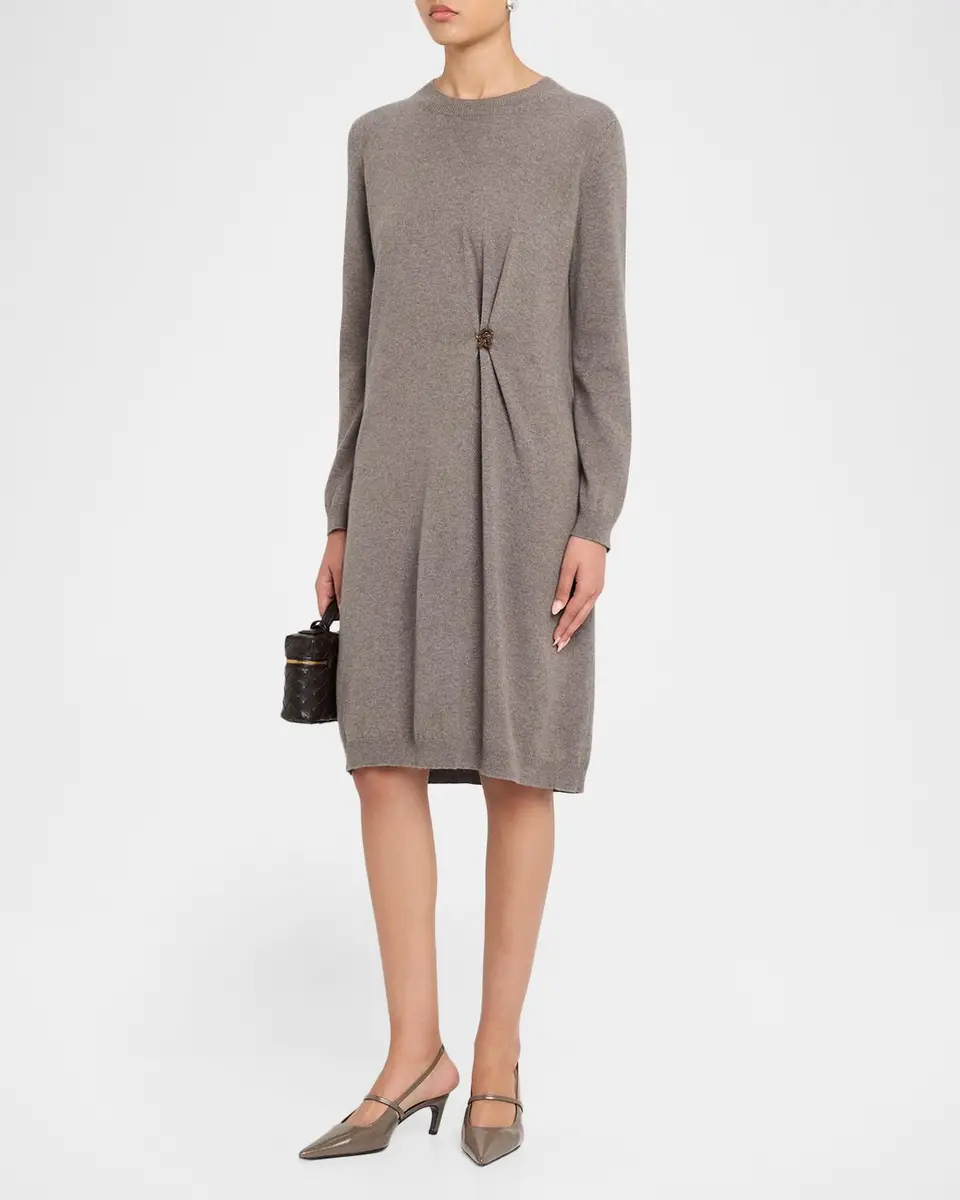 Fabiana Filippi Brooch-Embellished Knit Sweater Dress | Thumbnail 4