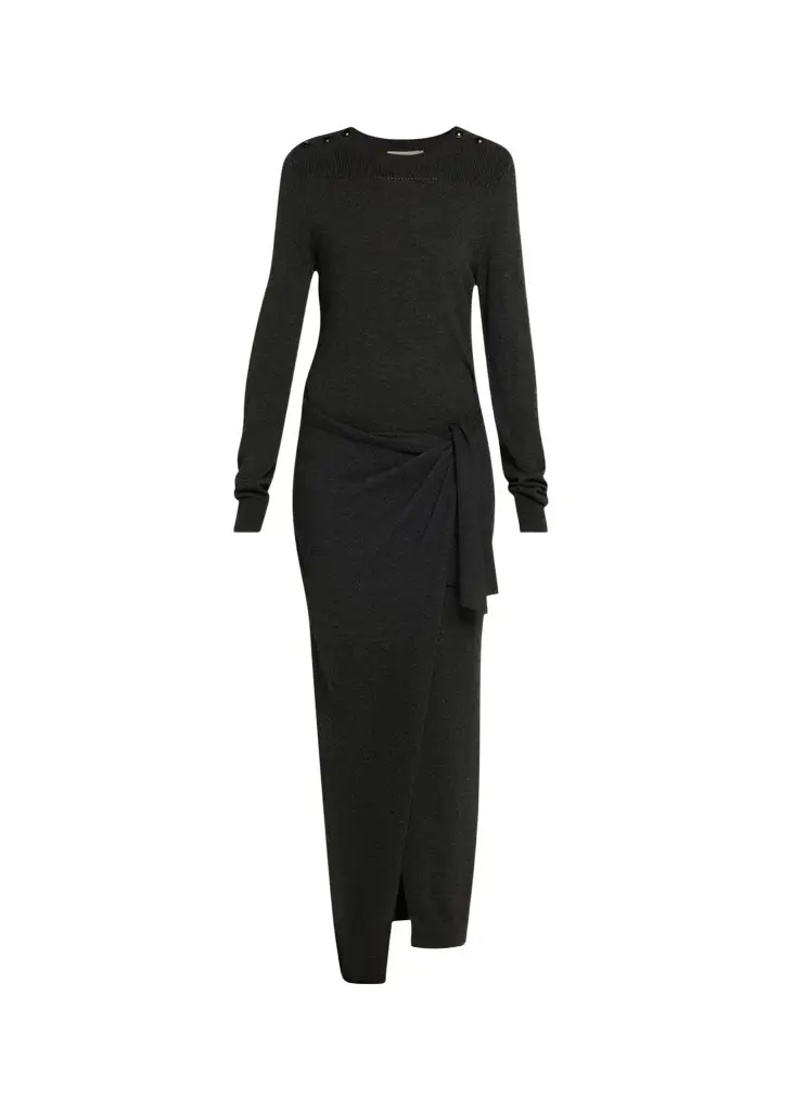 Isabel Marant Jozira Button-Shoulder Wrap Maxi Sweater Dress | Image 1 Isabel Marant Jozira Button-Shoulder Wrap Maxi Sweater Dress | Image 1
