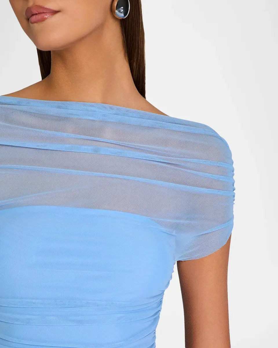 SEROYA Bella Ruched Mesh Mini Dress | Thumbnail 5