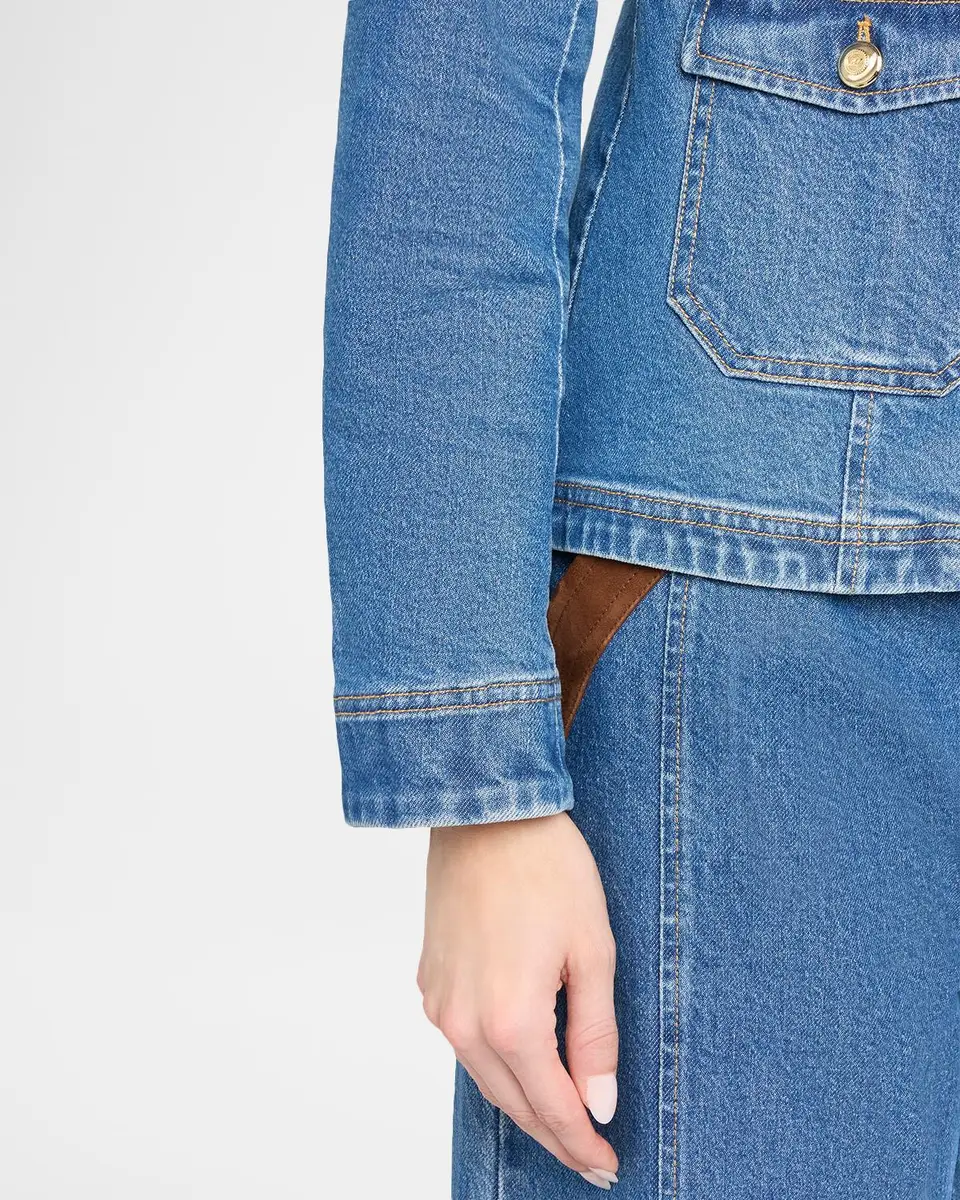 Cinq à Sept Katniss Suede Collar Denim Jacket | Thumbnail 5 Cinq à Sept Katniss Suede Collar Denim Jacket | Thumbnail 5