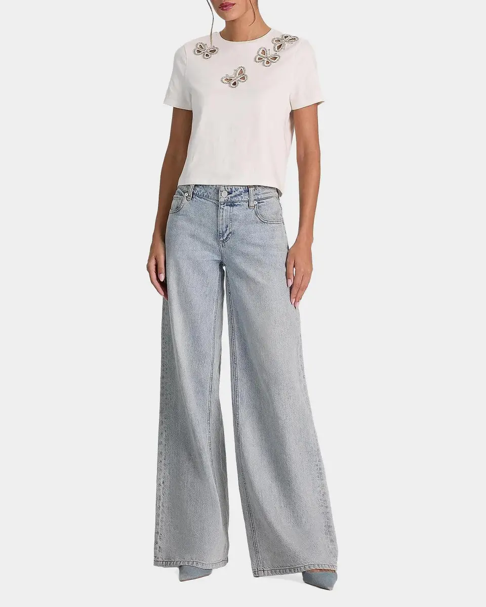 Alice + Olivia Cindy Embellished Butterfly Cropped T-Shirt | Thumbnail 2