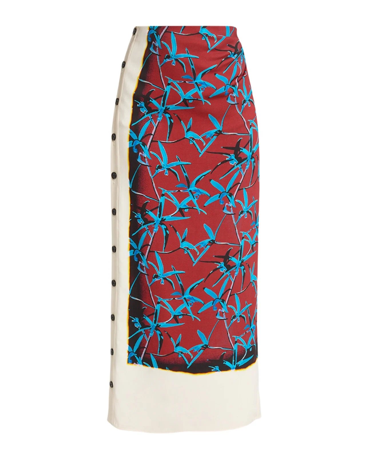 Anais Floral-Print Button-Side Midi Skirt Anais Floral-Print Button-Side Midi Skirt