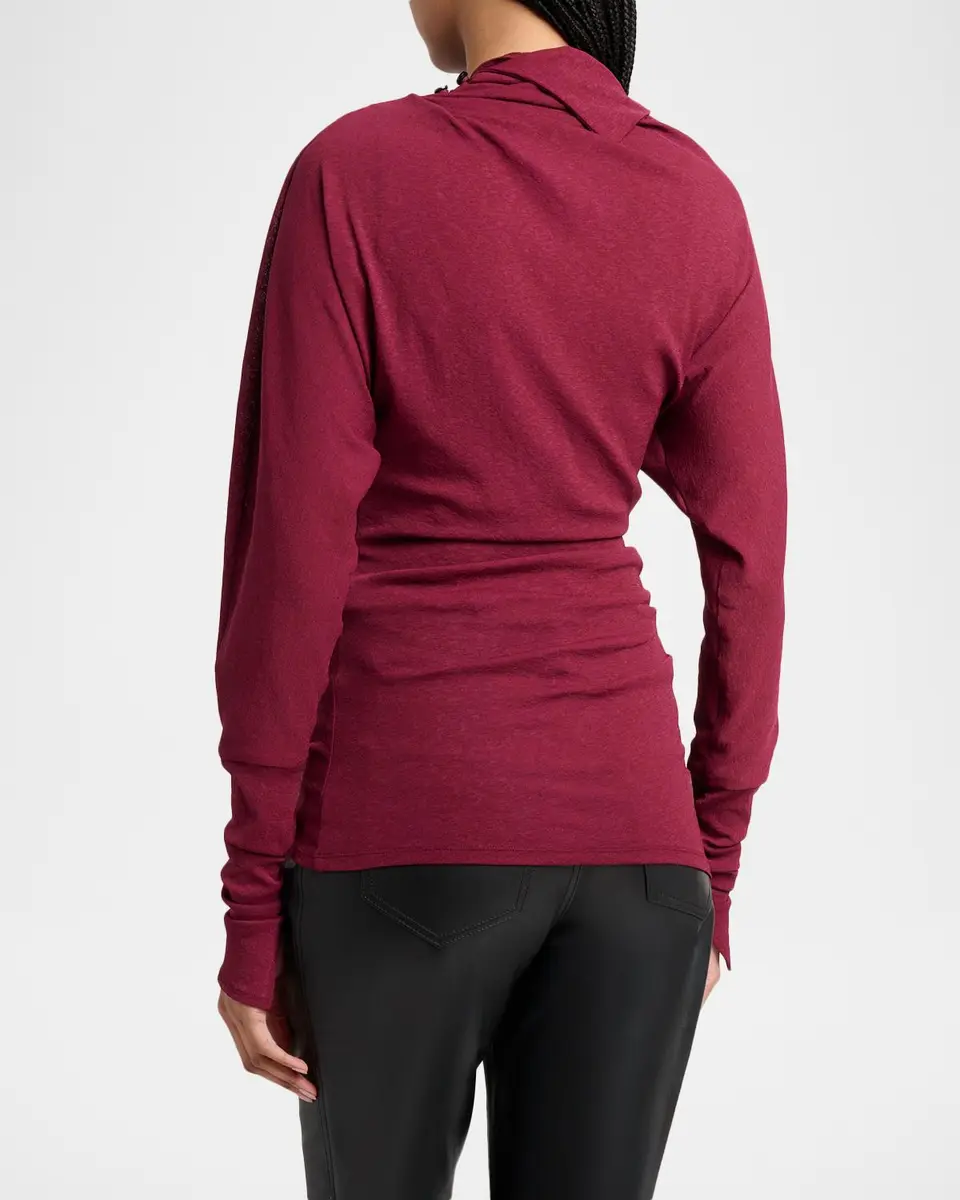 Proenza Schouler Golda Gauze Draped Long-Sleeve Top | Thumbnail 3 Proenza Schouler Golda Gauze Draped Long-Sleeve Top | Thumbnail 3