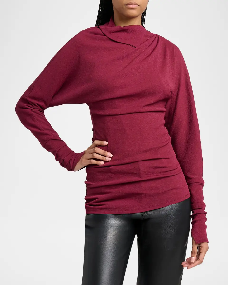 Proenza Schouler Golda Gauze Draped Long-Sleeve Top | Thumbnail 4 Proenza Schouler Golda Gauze Draped Long-Sleeve Top | Thumbnail 4