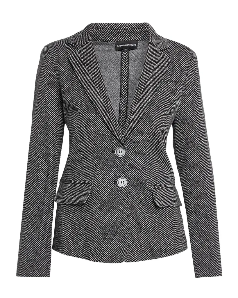 Emporio Armani Chevron Single-Breasted Blazer | Image 1 Emporio Armani Chevron Single-Breasted Blazer | Image 1