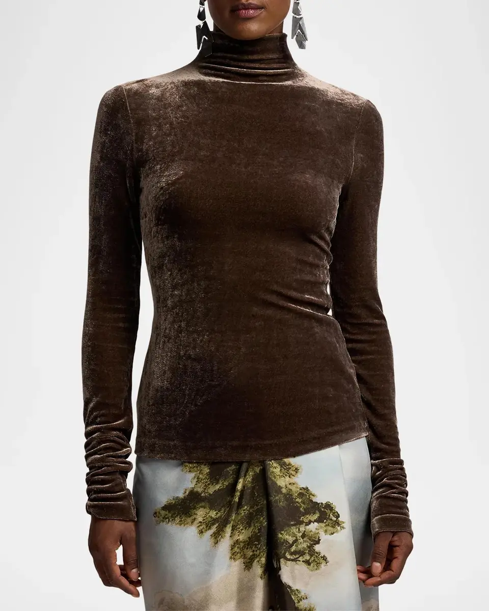 Ralph Lauren Collection Ilene Velour Mockneck Top | Thumbnail 4 Ralph Lauren Collection Ilene Velour Mockneck Top | Thumbnail 4
