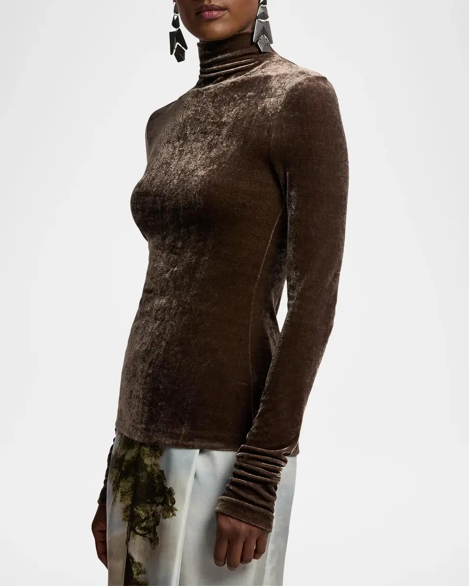 Ralph Lauren Collection Ilene Velour Mockneck Top | Thumbnail 6 Ralph Lauren Collection Ilene Velour Mockneck Top | Thumbnail 6