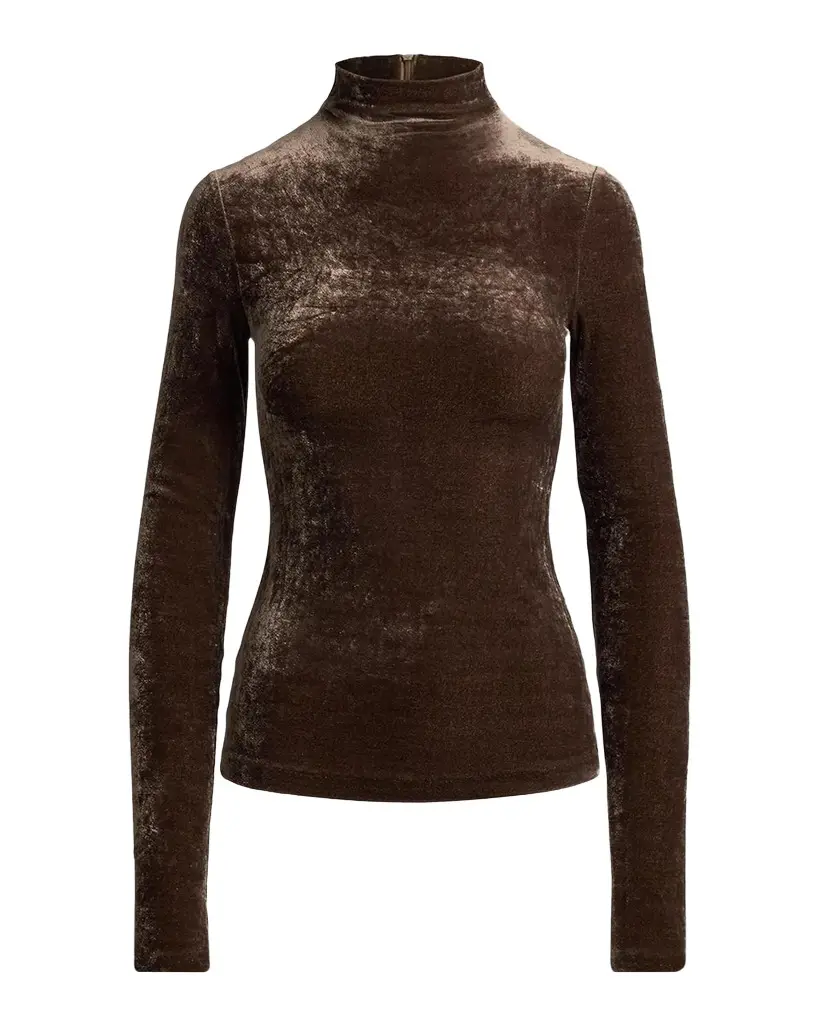 Ralph Lauren Collection Ilene Velour Mock-Neck Long-Sleeve Top | Image 1 Ralph Lauren Collection Ilene Velour Mock-Neck Long-Sleeve Top | Image 1
