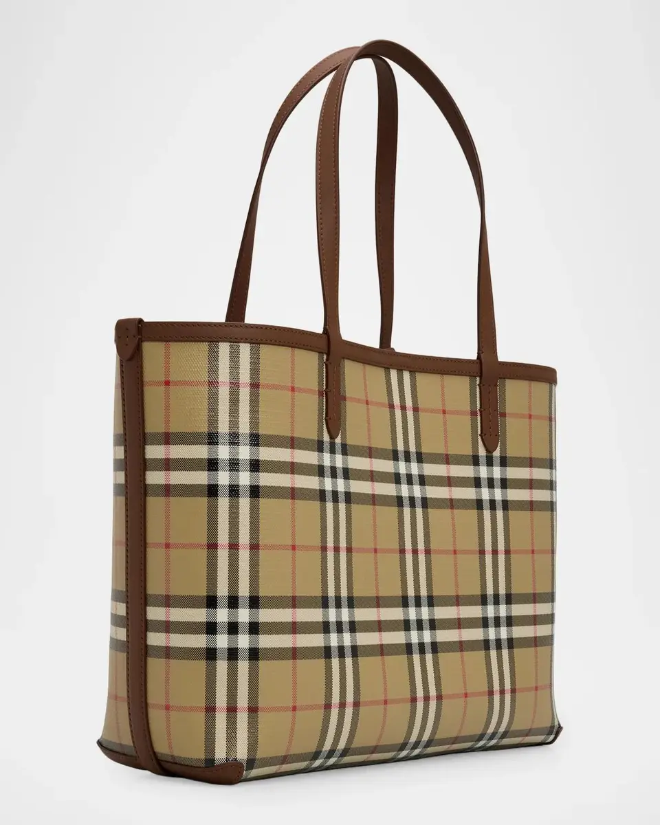 Burberry Small Coated Canvas Check Tote Bag | Thumbnail 2 Burberry Small Coated Canvas Check Tote Bag | Thumbnail 2