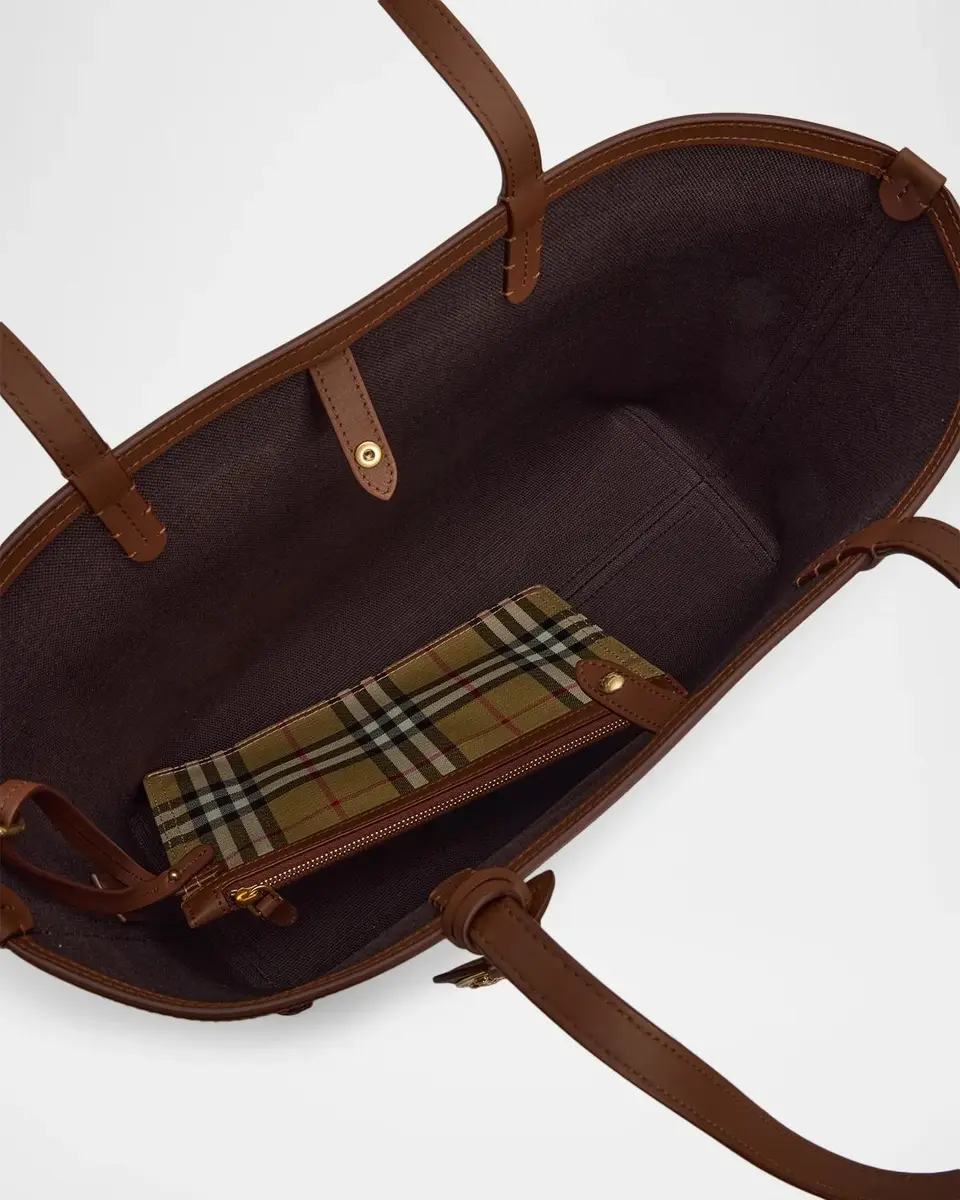 Burberry Small Coated Canvas Check Tote Bag | Thumbnail 3 Burberry Small Coated Canvas Check Tote Bag | Thumbnail 3