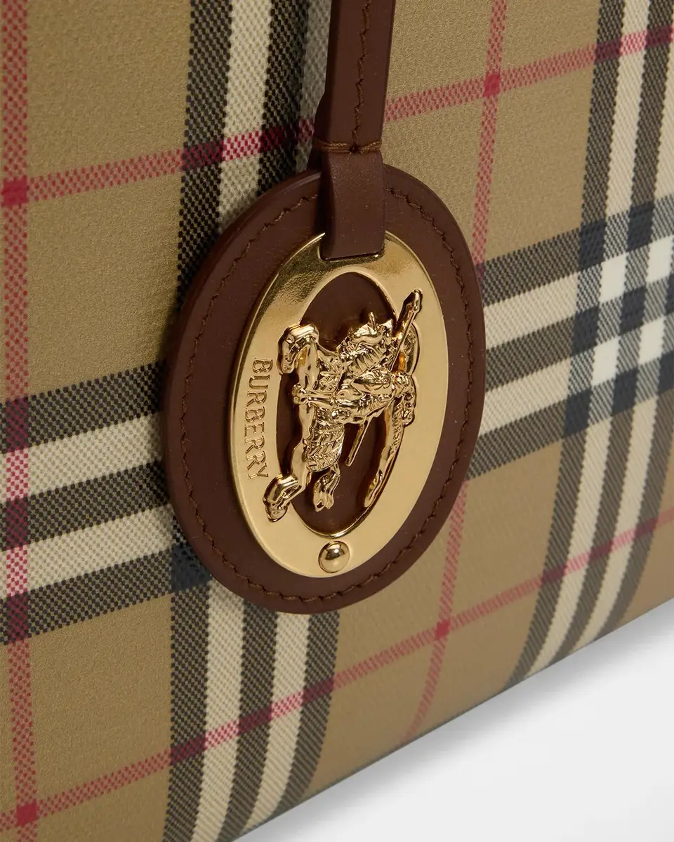 Burberry Small Coated Canvas Check Tote Bag | Thumbnail 4 Burberry Small Coated Canvas Check Tote Bag | Thumbnail 4