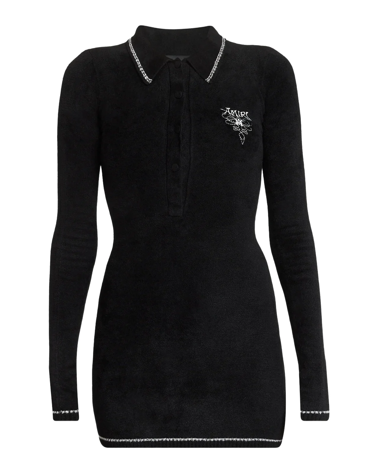 Ma Velvet Knit Long-Sleeve Mini Polo Dress Ma Velvet Knit Long-Sleeve Mini Polo Dress