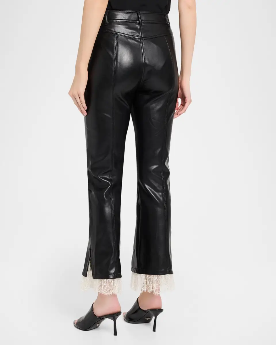 Cinq à Sept Lace-Trim Vegan Leather Kick Flare Pants | Thumbnail 3 Cinq à Sept Lace-Trim Vegan Leather Kick Flare Pants | Thumbnail 3
