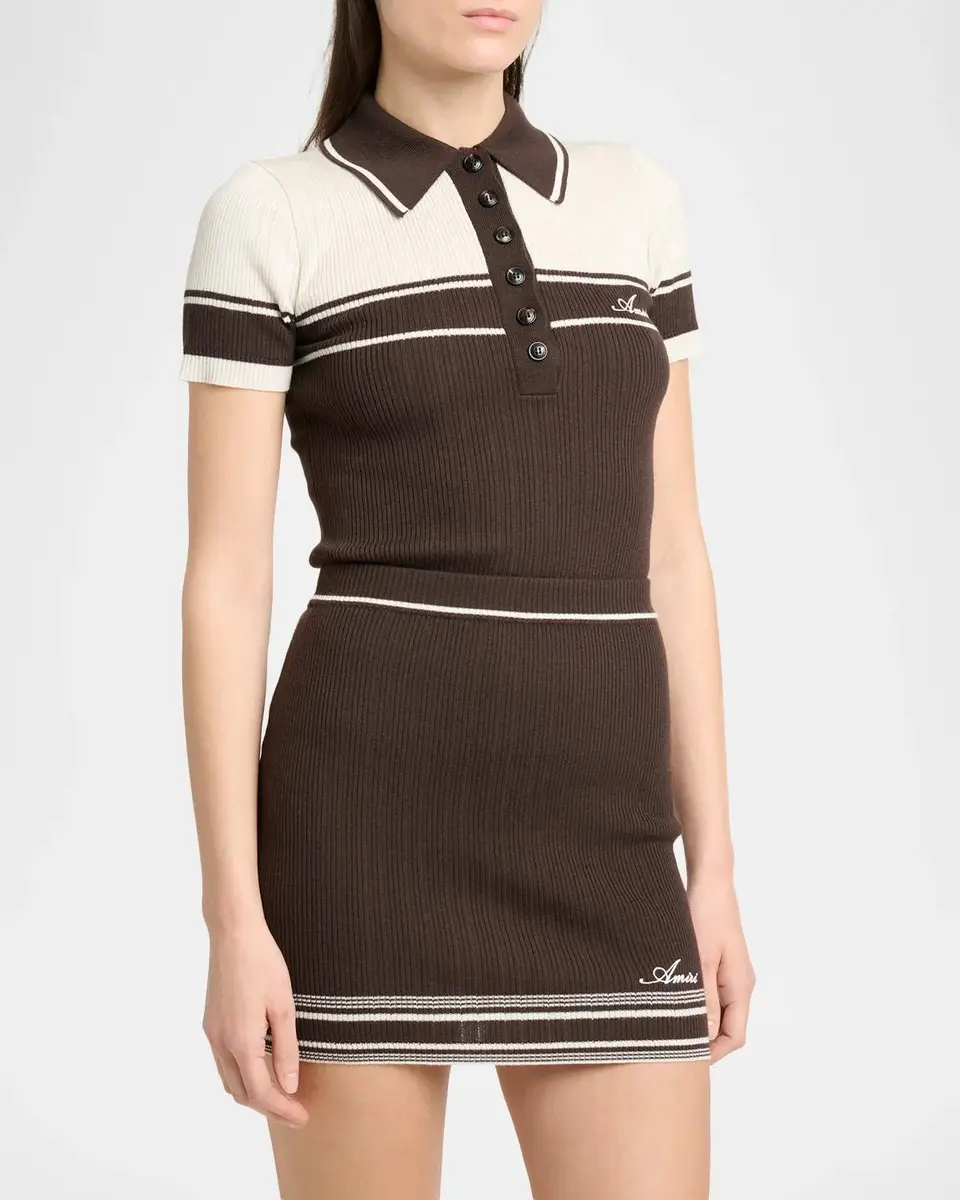 AMIRI Logo-Embroidered Colorblocked Polo Top | Thumbnail 4