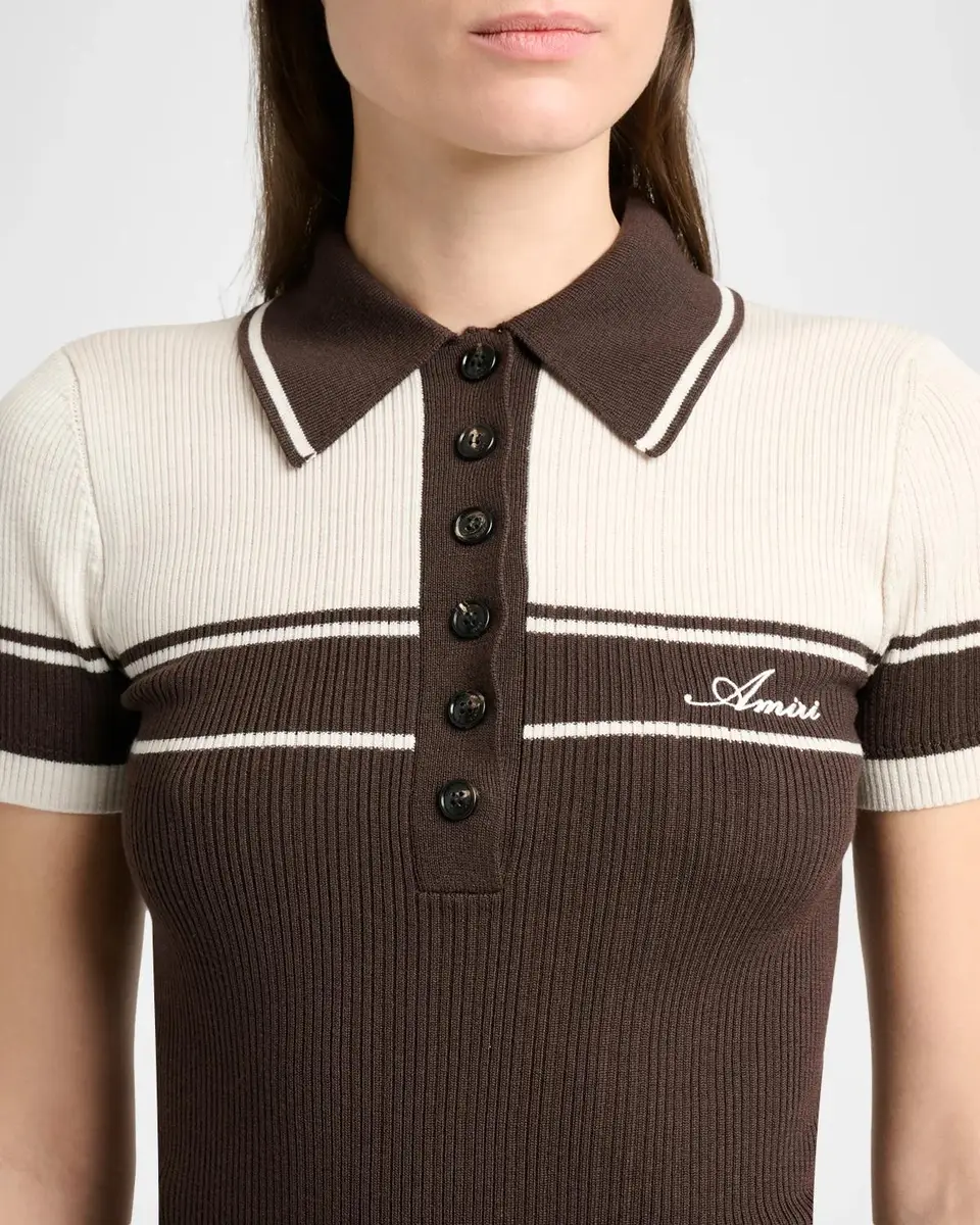 AMIRI Logo-Embroidered Colorblocked Polo Top | Thumbnail 5