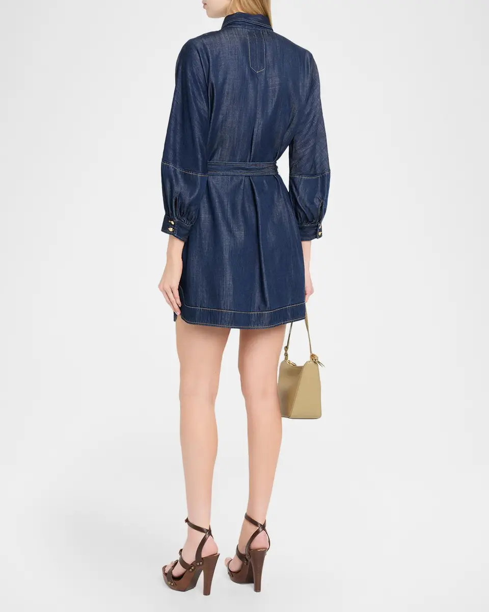 Cinq à Sept Leona Chambray Belted Mini Shirtdress | Thumbnail 3 Cinq à Sept Leona Chambray Belted Mini Shirtdress | Thumbnail 3