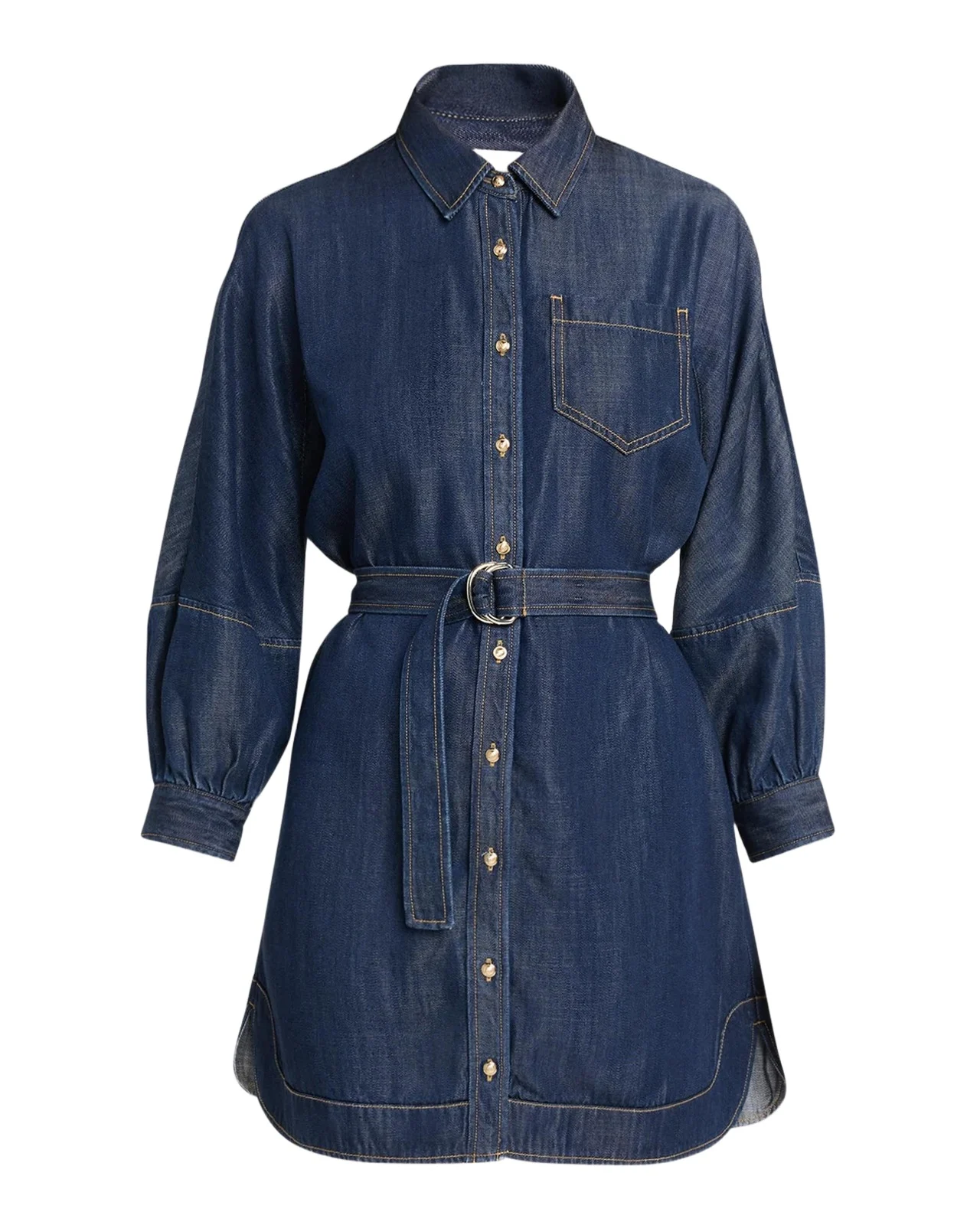 Cinq à Sept Leona Chambray Belted Mini Shirtdress