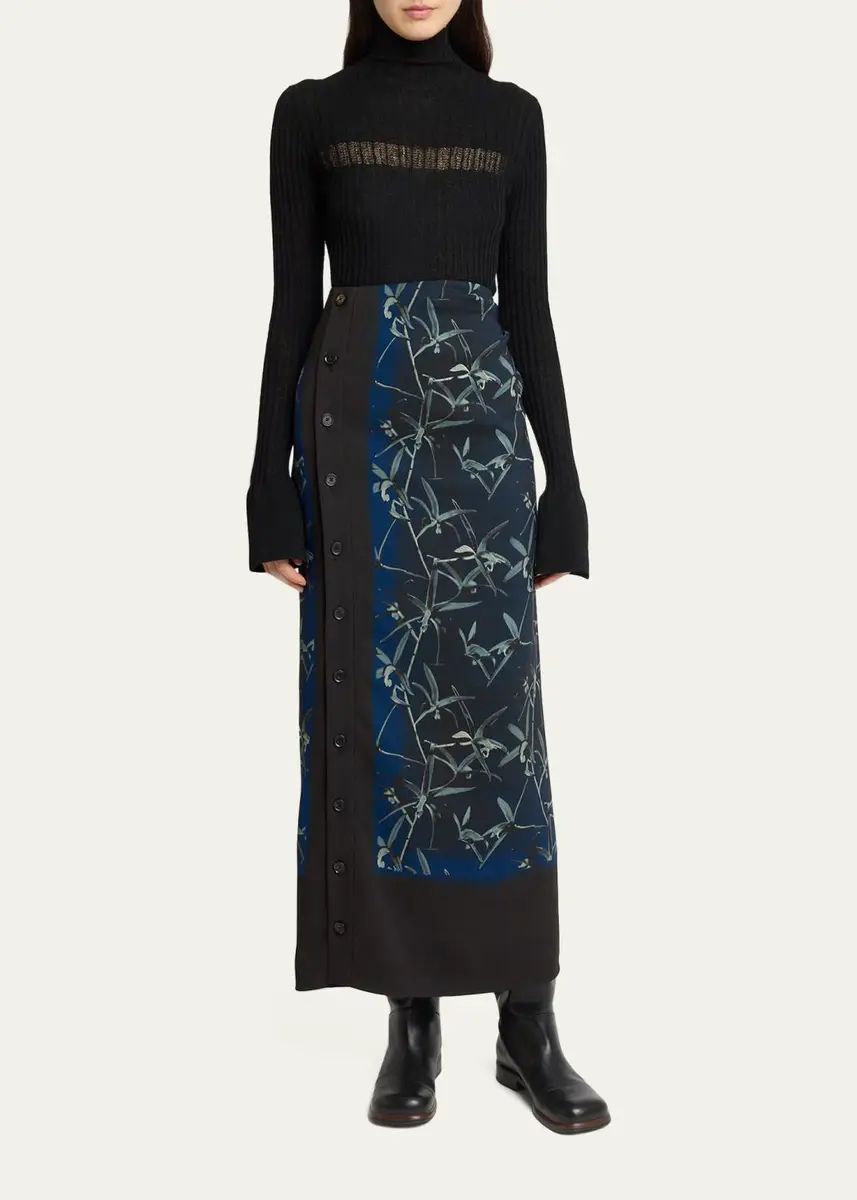 Proenza Schouler Anais Floral-Print Button-Side Midi Skirt | Thumbnail 2 Proenza Schouler Anais Floral-Print Button-Side Midi Skirt | Thumbnail 2