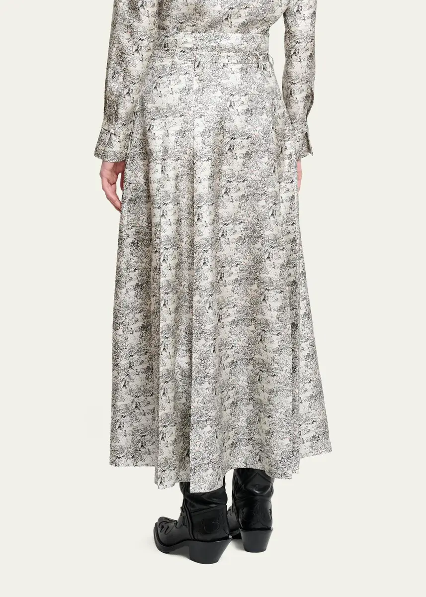 Gabriela Hearst Dugald Button-Front Pleated Silk Midi Skirt With Belt | Thumbnail 3 Gabriela Hearst Dugald Button-Front Pleated Silk Midi Skirt With Belt | Thumbnail 3