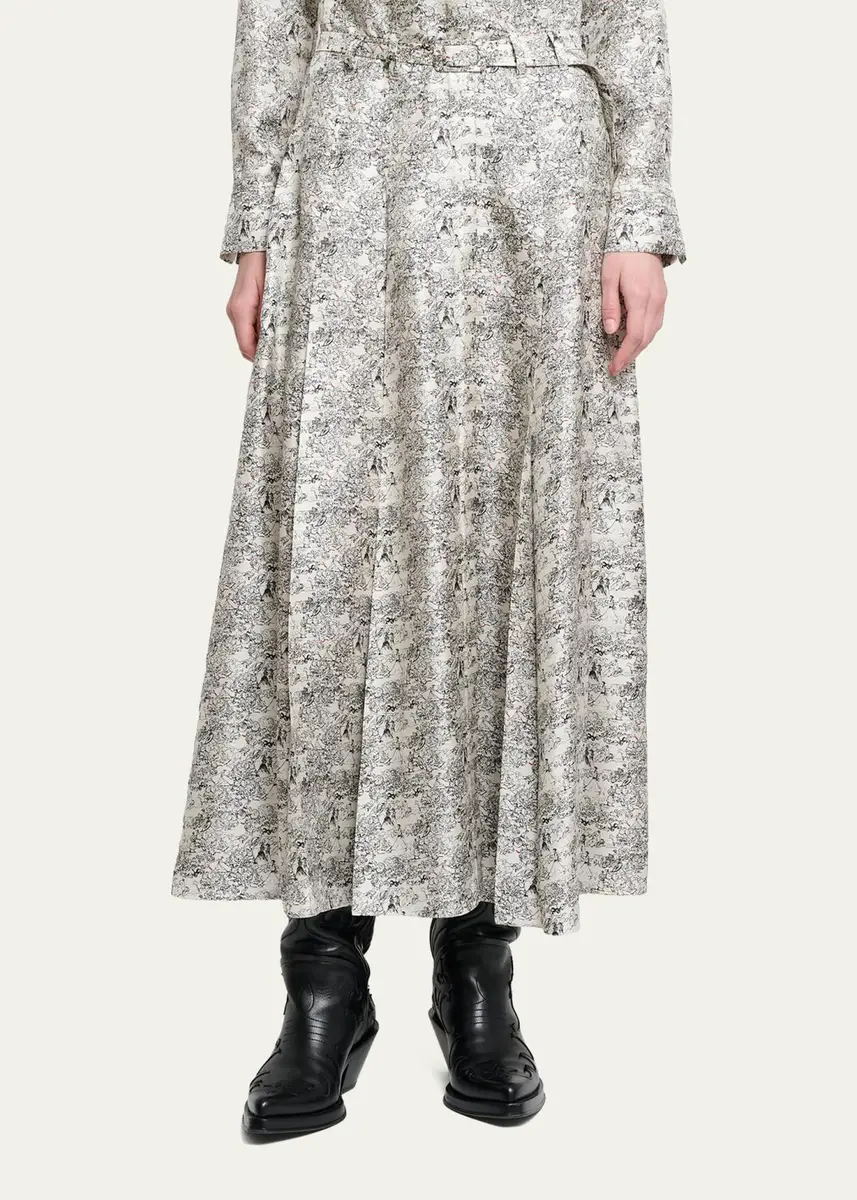 Gabriela Hearst Dugald Button-Front Pleated Silk Midi Skirt With Belt | Thumbnail 4 Gabriela Hearst Dugald Button-Front Pleated Silk Midi Skirt With Belt | Thumbnail 4
