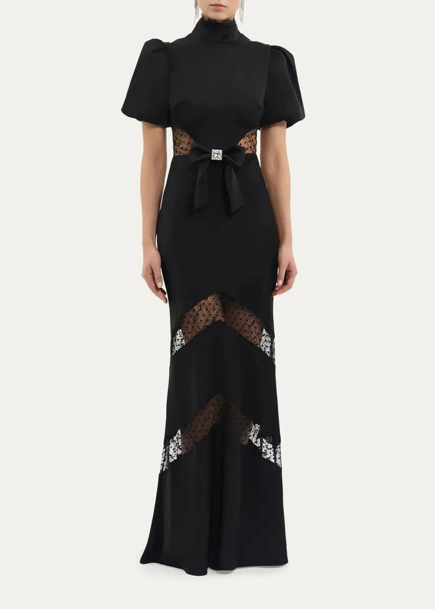 Rebecca Vallance Noire Lace Column Gown | Thumbnail 2