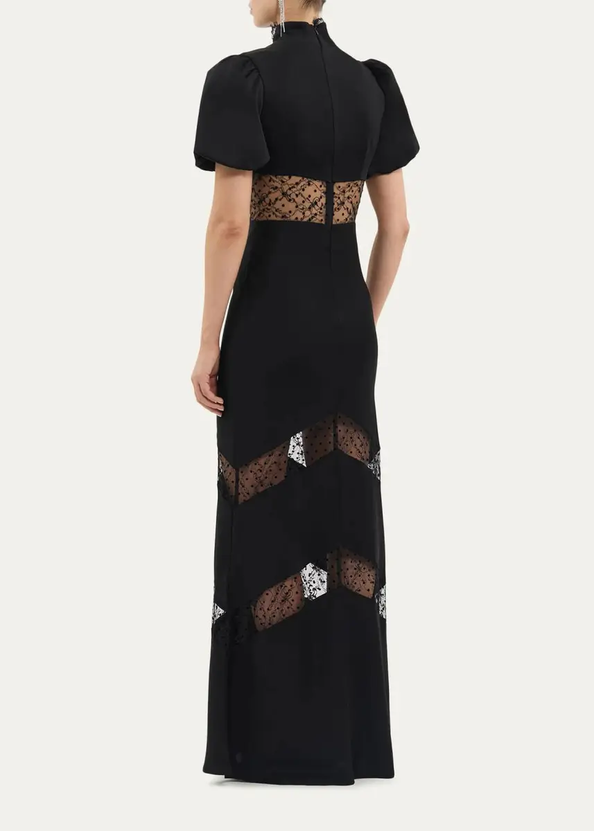 Rebecca Vallance Noire Lace Column Gown | Thumbnail 3