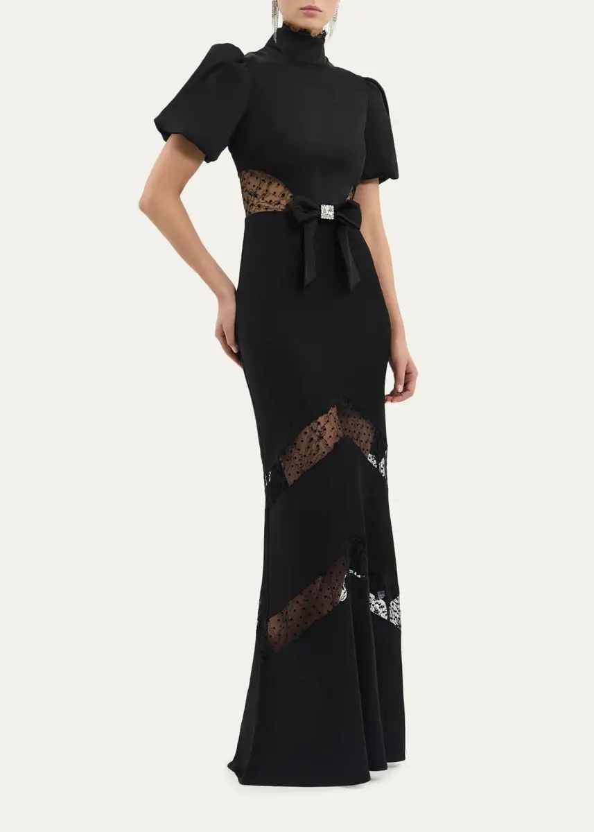 Rebecca Vallance Noire Lace Column Gown | Thumbnail 4