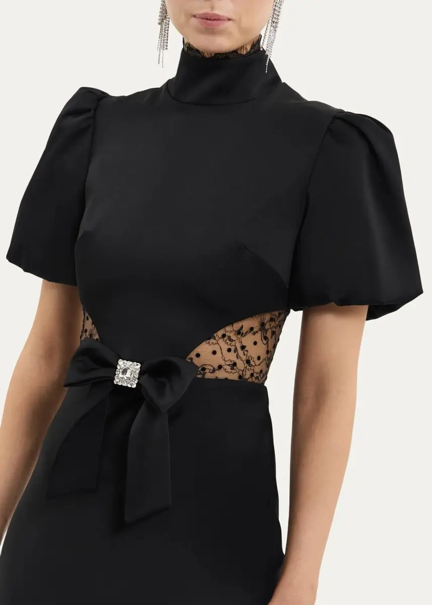 Rebecca Vallance Noire Lace Column Gown | Thumbnail 5