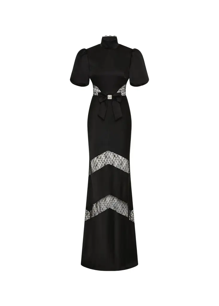 Rebecca Vallance Noire Lace Column Gown