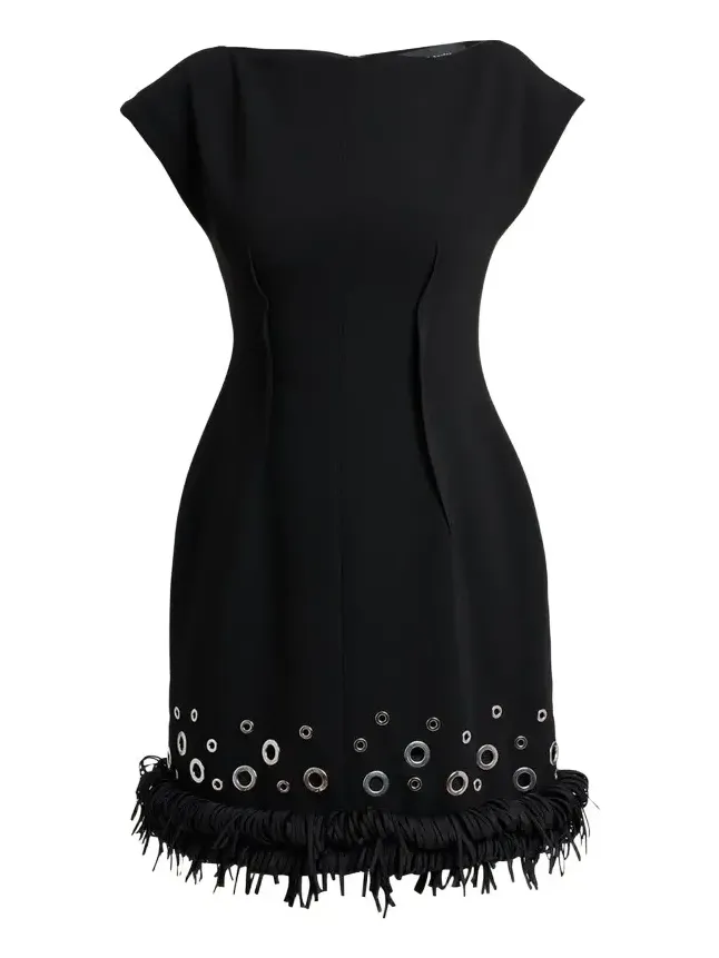 Grazziela Grommet Embellished Fringed Mini Dress