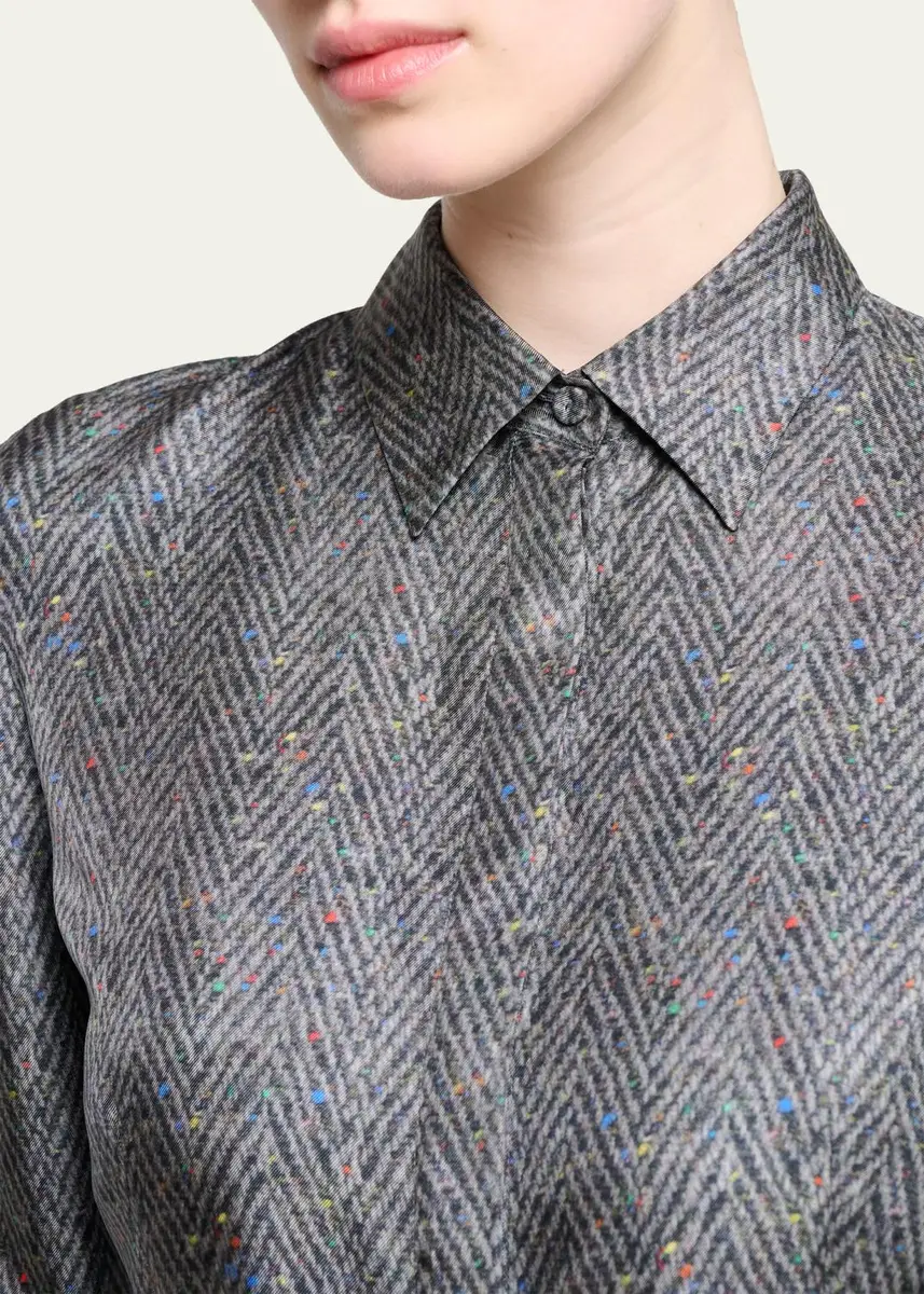 Gabriela Hearst Jane Herringbone Print Silk Belted Midi Shirtdress | Thumbnail 5 Gabriela Hearst Jane Herringbone Print Silk Belted Midi Shirtdress | Thumbnail 5