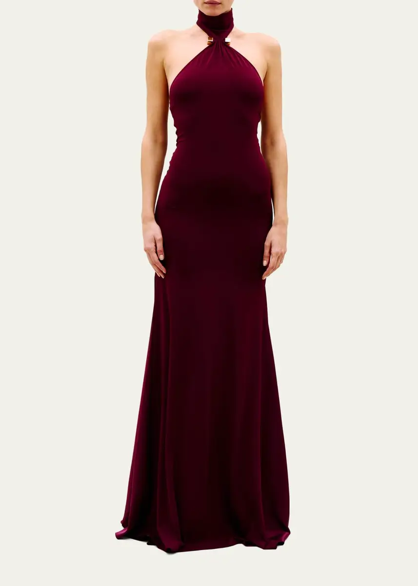 Silvia Tcherassi Feist Ruched Jersey Halter Maxi Dress | Thumbnail 2 Silvia Tcherassi Feist Ruched Jersey Halter Maxi Dress | Thumbnail 2