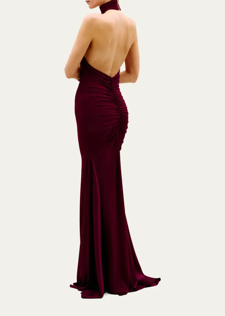Silvia Tcherassi Feist Ruched Jersey Halter Maxi Dress | Thumbnail 3 Silvia Tcherassi Feist Ruched Jersey Halter Maxi Dress | Thumbnail 3