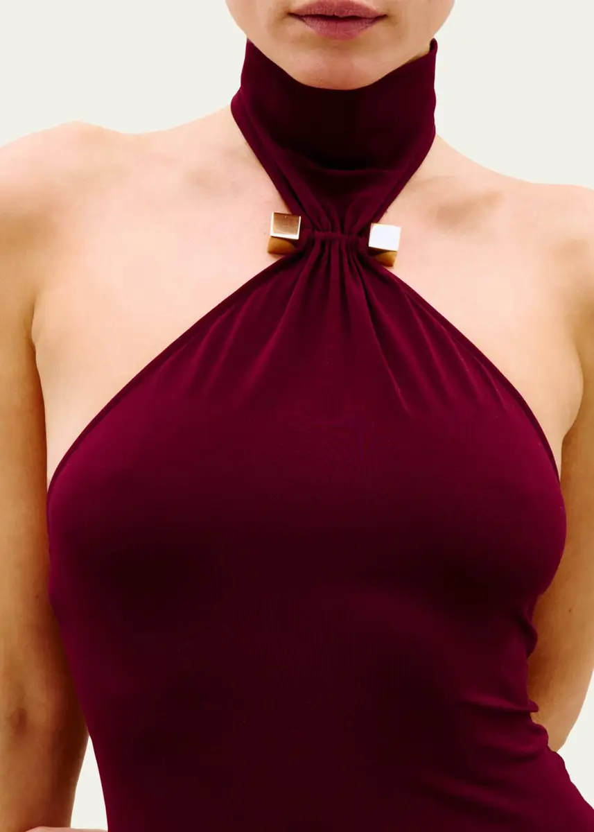 Silvia Tcherassi Feist Ruched Jersey Halter Maxi Dress | Thumbnail 4 Silvia Tcherassi Feist Ruched Jersey Halter Maxi Dress | Thumbnail 4