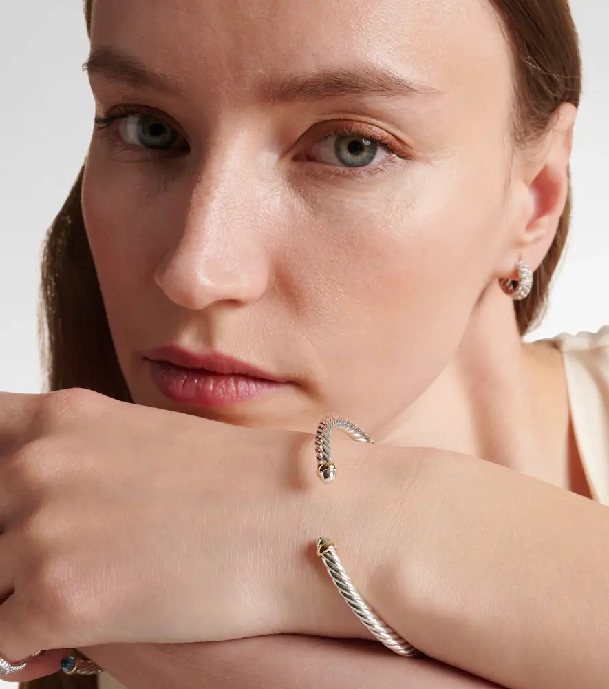 David Yurman Cable Flex sterling silver and 14kt gold cuff bracelet | Thumbnail 2