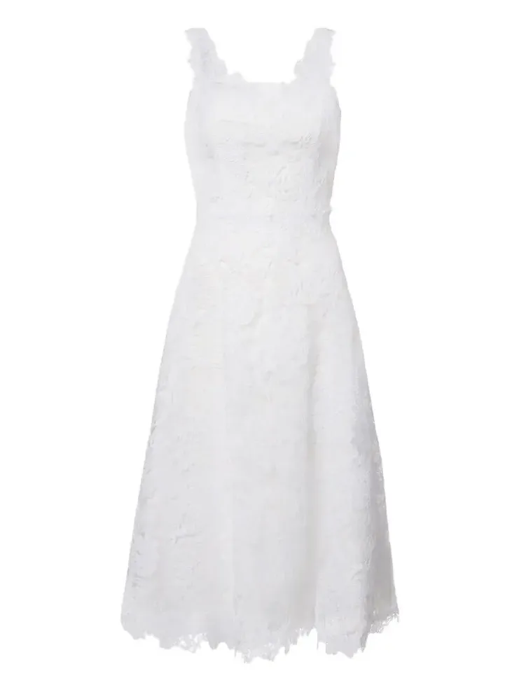 Floral guipure lace midi dress