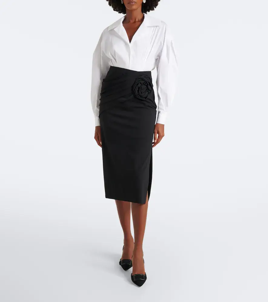 Carolina Herrera Floral appliqué wool-blend midi skirt | Thumbnail 5 Carolina Herrera Floral appliqué wool-blend midi skirt | Thumbnail 5