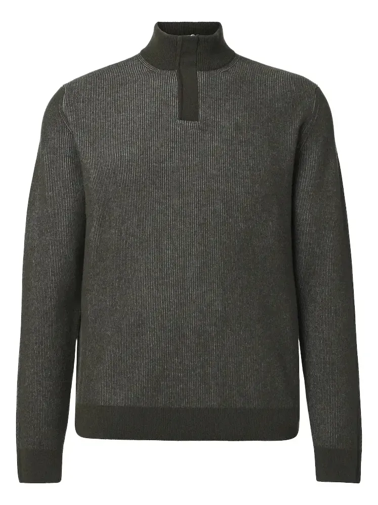 Slowear Ribbed-knit virgin wool half-zip sweater