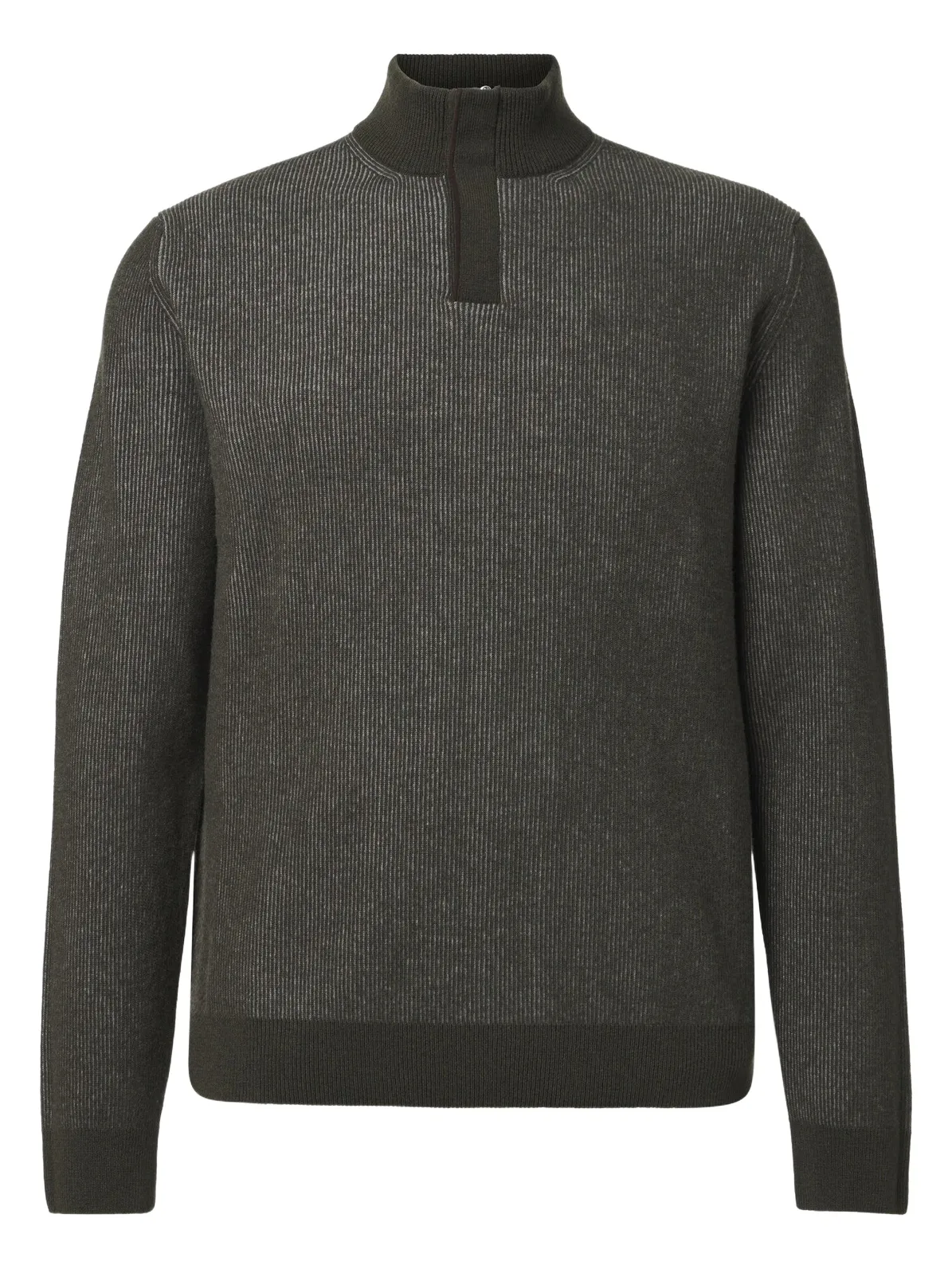 Ribbed-knit virgin wool half-zip sweater