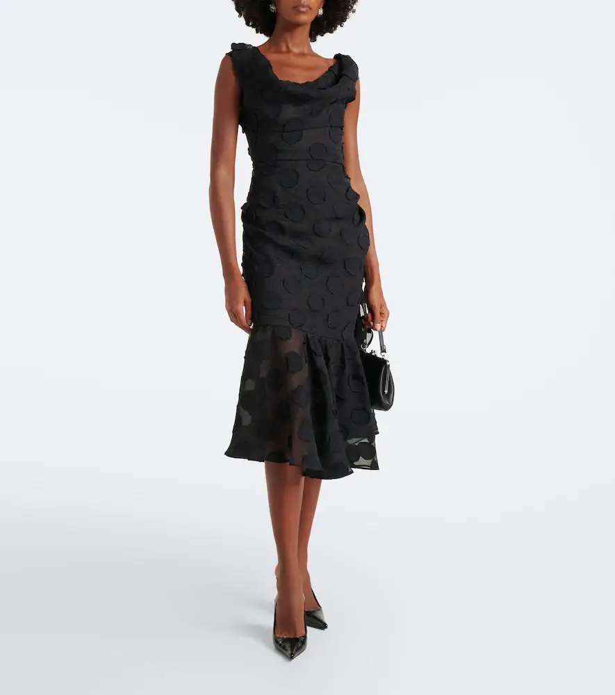Vivienne Westwood Gennie Frill draped polka-dot crêpe midi dress | Thumbnail 2 Vivienne Westwood Gennie Frill draped polka-dot crêpe midi dress | Thumbnail 2