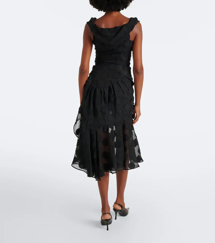 Vivienne Westwood Gennie Frill draped polka-dot crêpe midi dress | Thumbnail 3 Vivienne Westwood Gennie Frill draped polka-dot crêpe midi dress | Thumbnail 3