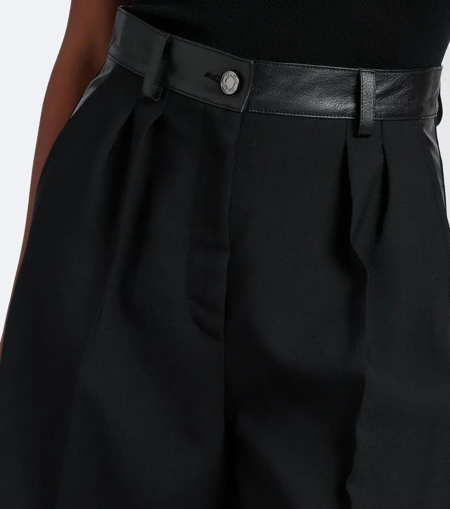 Max Mara Leather-trimmed wool-blend shorts | Thumbnail 5 Max Mara Leather-trimmed wool-blend shorts | Thumbnail 5