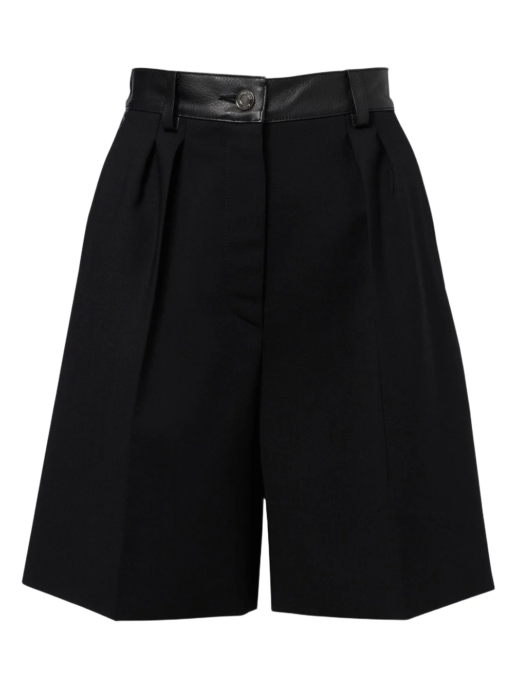 Max Mara Leather-trimmed wool-blend shorts