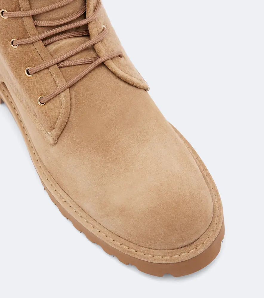 Max Mara Cashmere-trimmed suede combat boots | Thumbnail 3